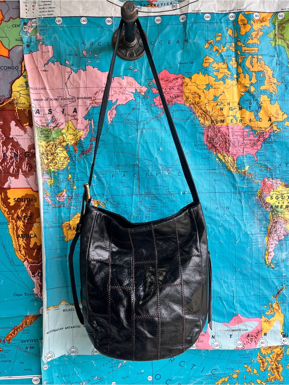 HOBO Black Leather Patchwork Hobo Shoulder Bag - Picture 2 of 14